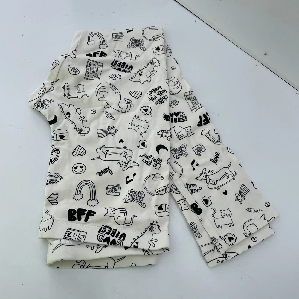 Wonder Nation Tough Cotton Cream Doodle Cats Dogs Leggings Girls XL